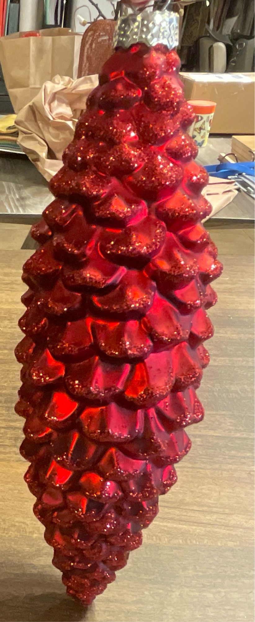 Red Glass Pinecone Ornament