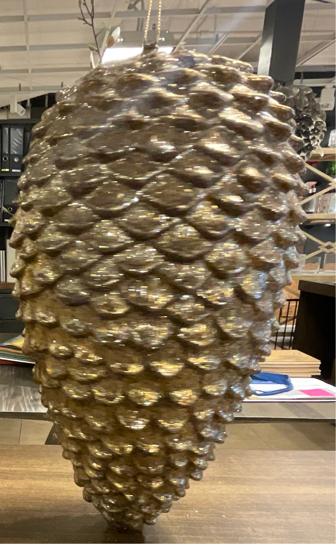 Pinecone Glitter Ornament Gold Large