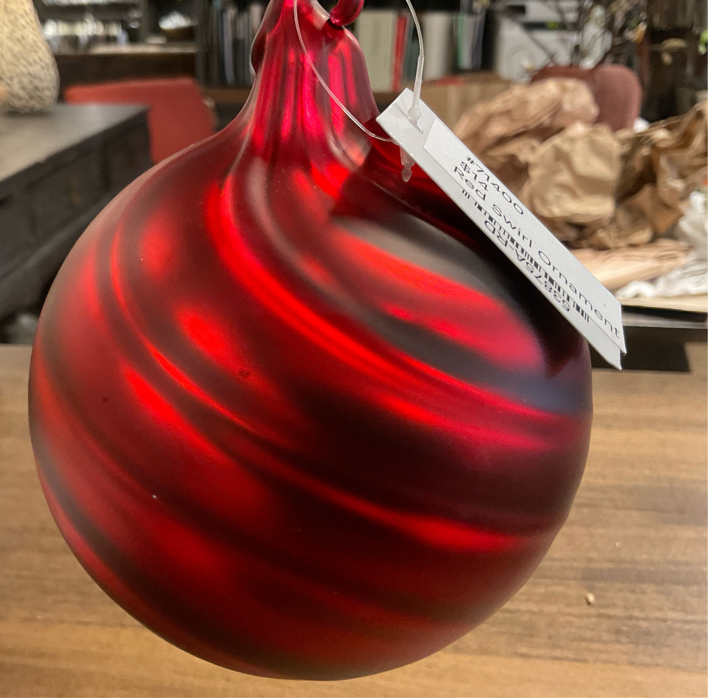 Red Swirl Glass Ornament