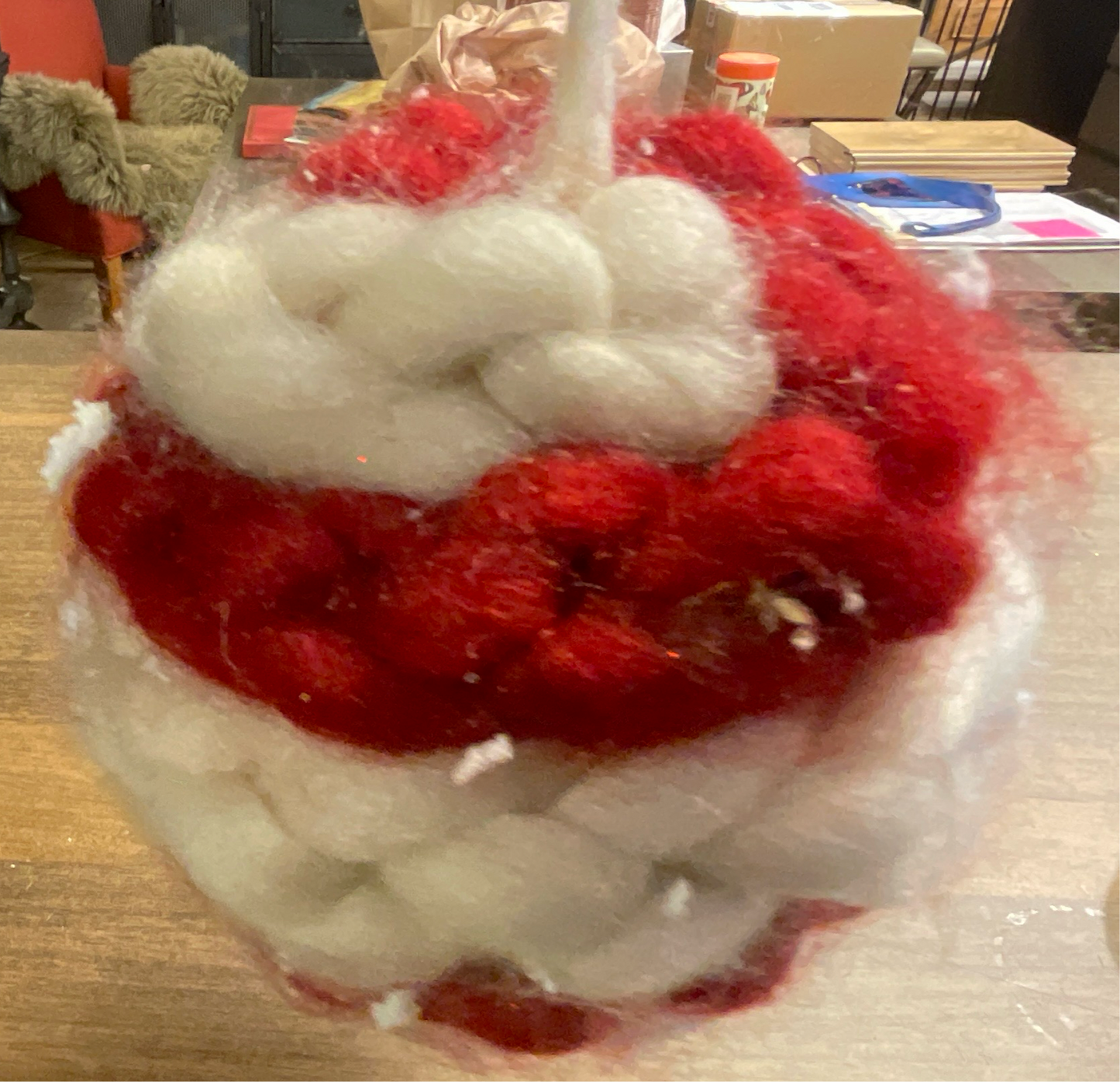 Red/White Braided Ornament