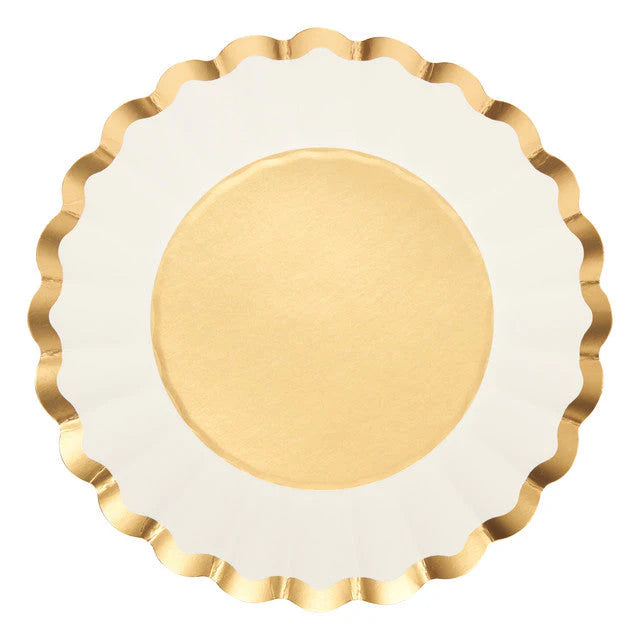Scalloped Salad Plate Gold/White- 8 pk