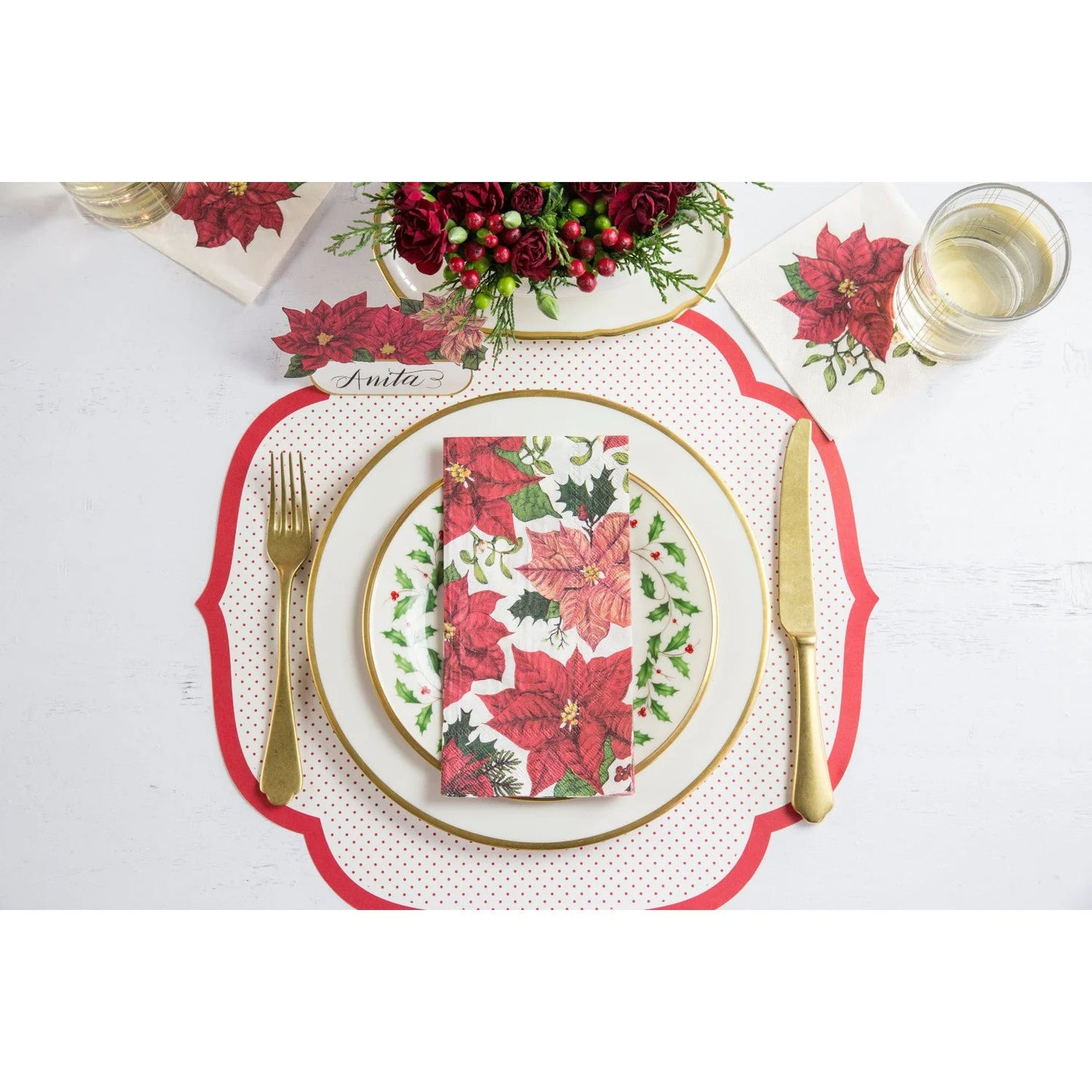 Poinsettia Guest Napkin - pack of 16