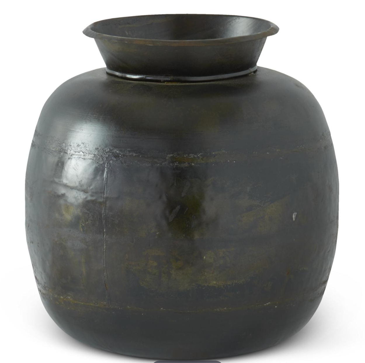 13" Metal Pot Belly Vase
