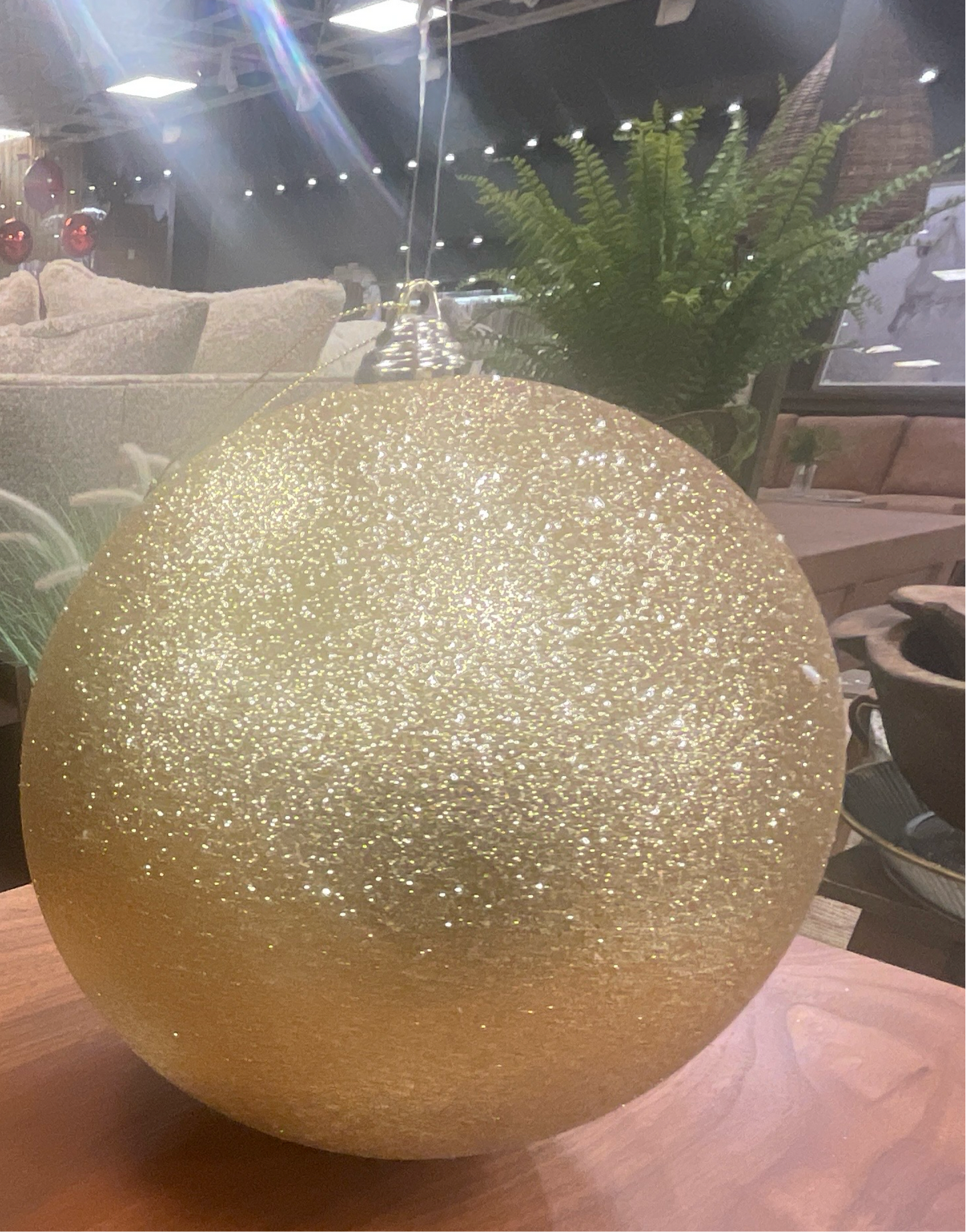 Large Gold Glitter Shatterproof  Ornament