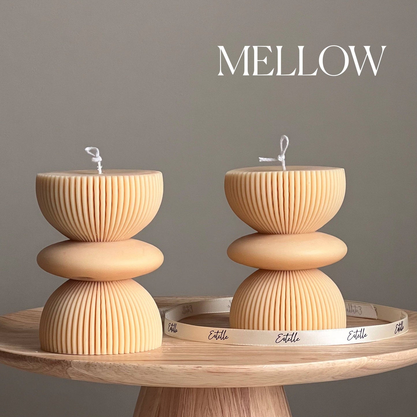 Geometric Soy Pillar Candle: Sculptural Home Decor: Mellow / Unscented