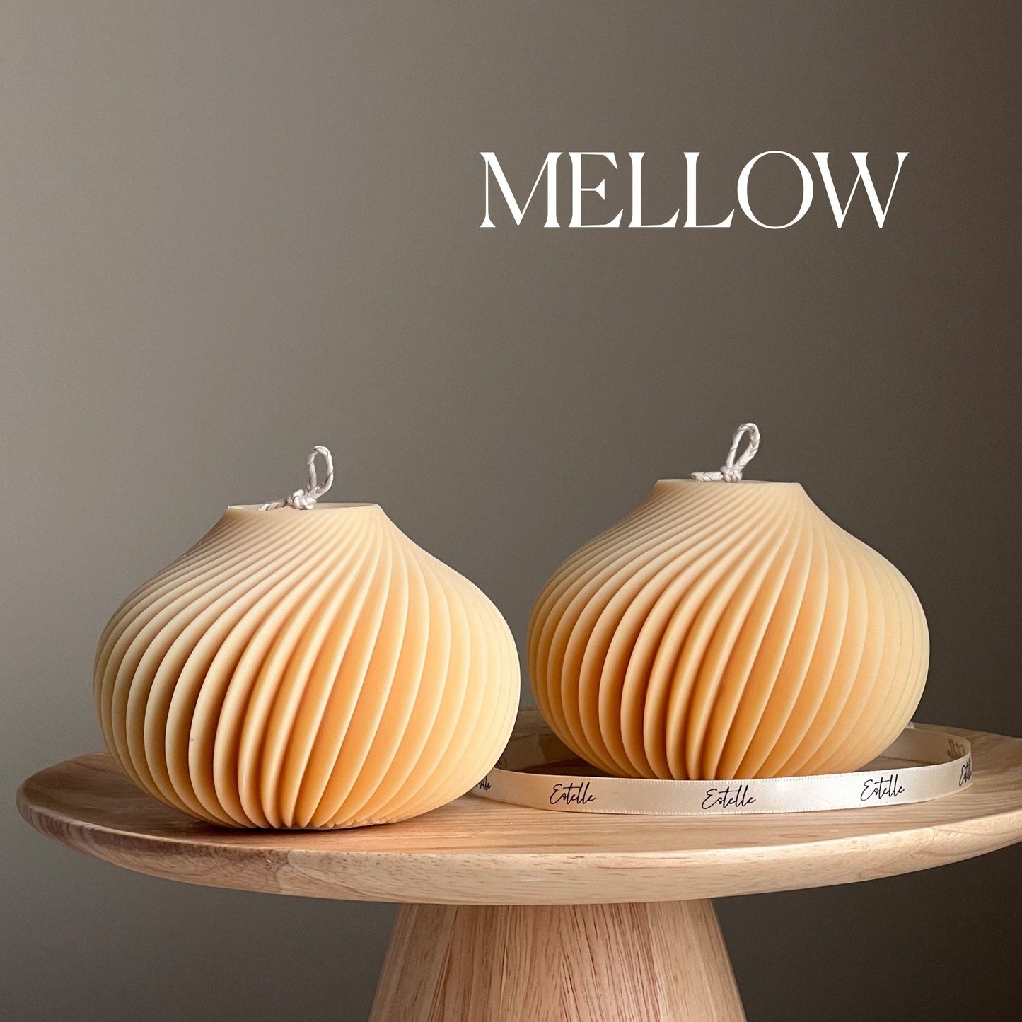 Handmade Spiral Soy Wax Candle: Minimalist Home Decor: Nude / Unscented