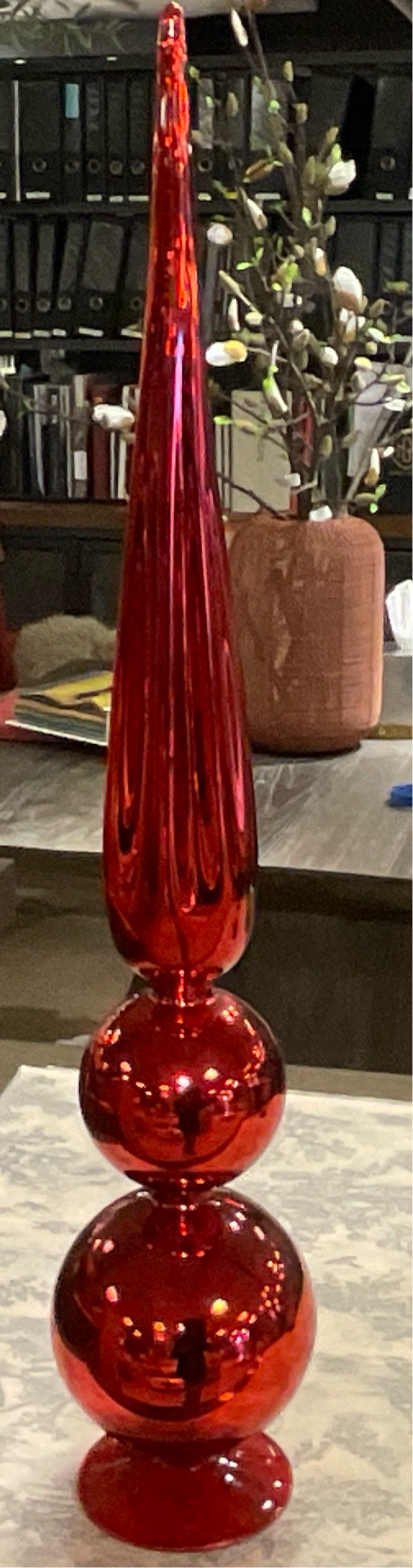 Red Glass Spire 25”