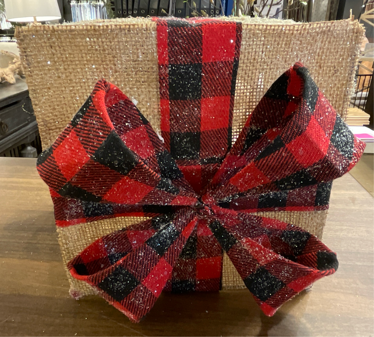 Burlap Box w/Bow