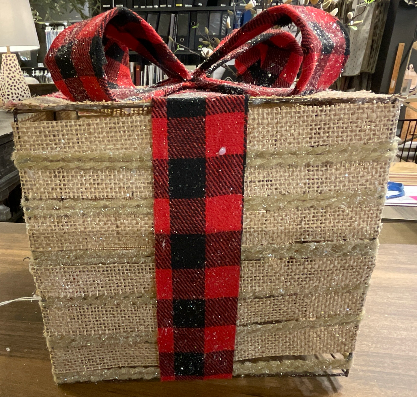 Burlap Box w/Bow