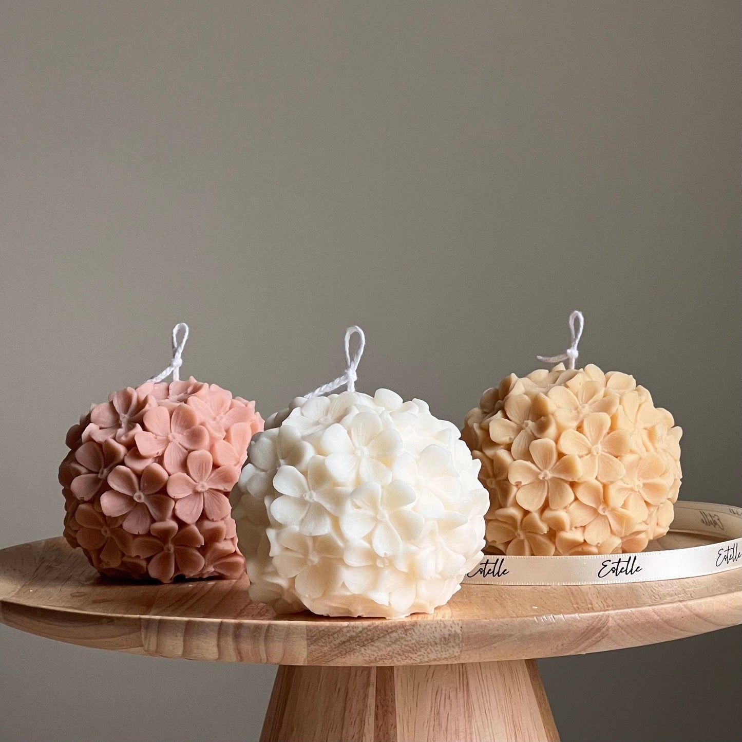 Handmade Hydrangea Soy Wax Candle | Floral Home Decor: Nude / Unscented