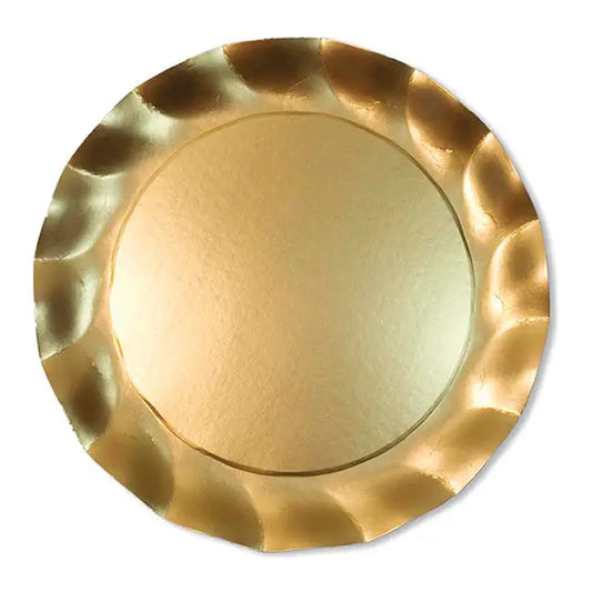 Paper Wavy Salad Plate Satin Gold/8pk