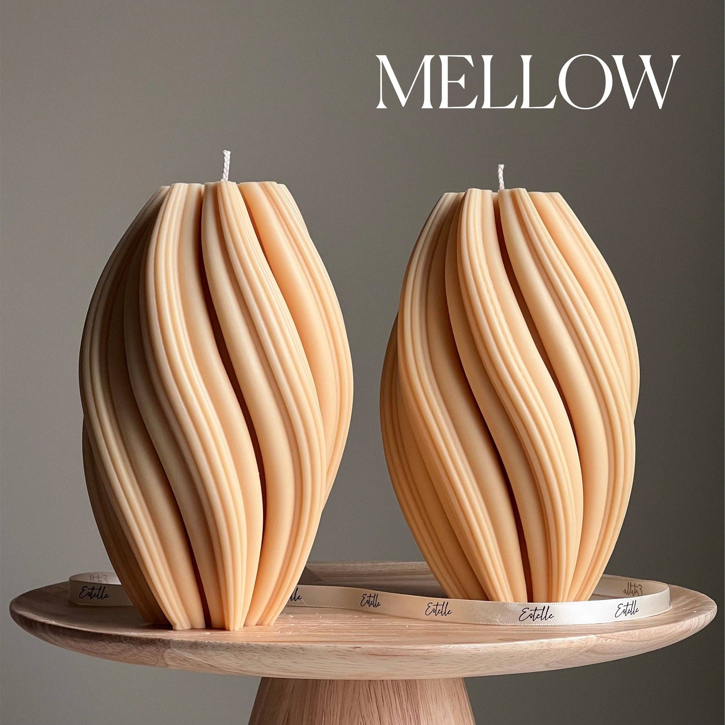 Tall Swirl Soy Wax Candle | Modern Home Decor: Nude / Unscented