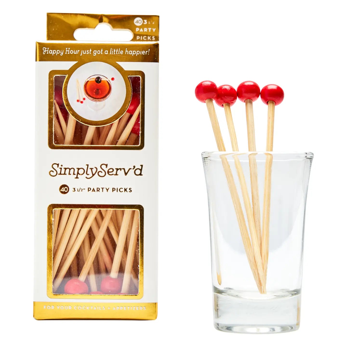 Party Pick Fancy Bamboo Toothpick Small 3.5" Scarlet 40pk