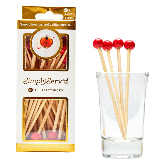 Party Pick Fancy Bamboo Toothpick Small 3.5" Scarlet 40pk