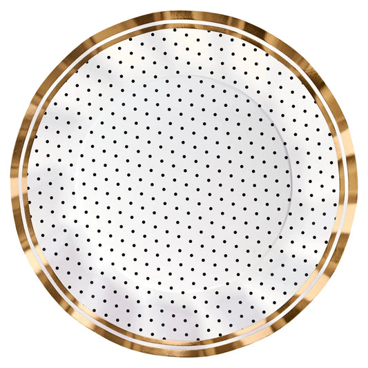 Blanc & Noir Wavy Paper Dinner Plate/8pk
