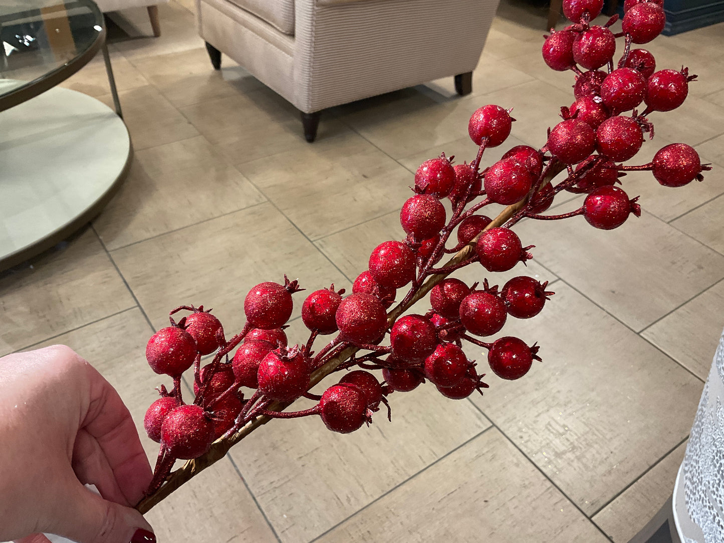 Red Glitter Fruit Stem