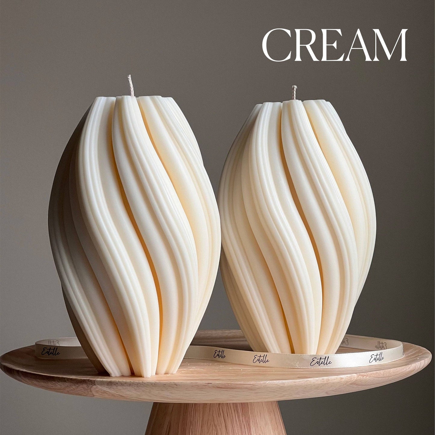 Tall Swirl Soy Wax Candle | Modern Home Decor: Nude / Unscented