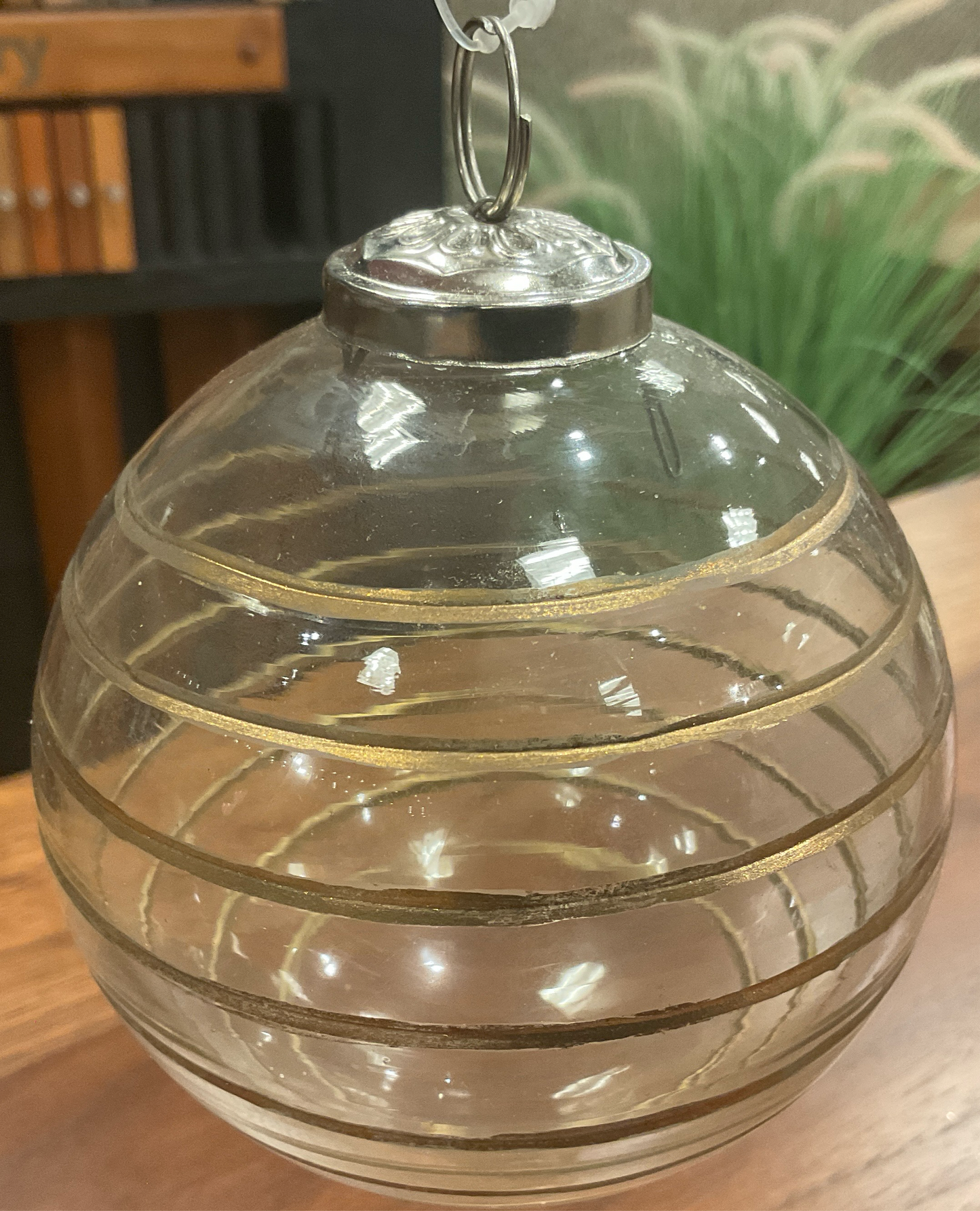 Gold Stripe Small Glass Ornament