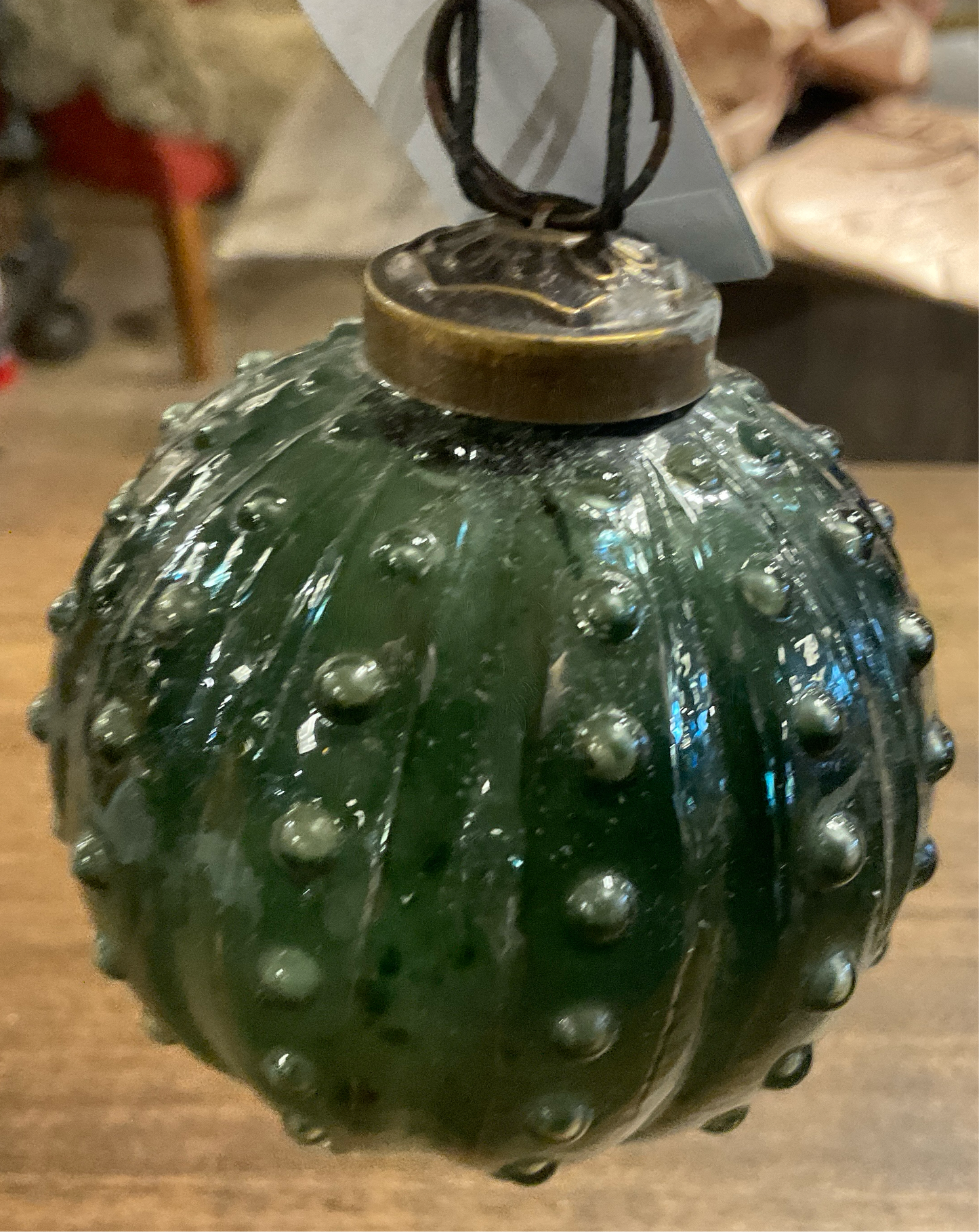 Green Glass Ornament 3”