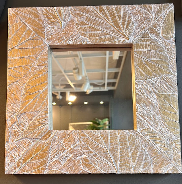 12x12 Square Mulberry Mirror Snow/Gold Finish