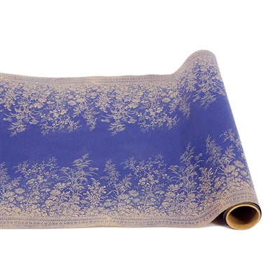 Navy Woven Floral Runner- 20" x 25'
