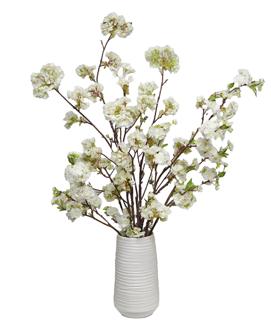 Faux Cherry Blossom in White Vase