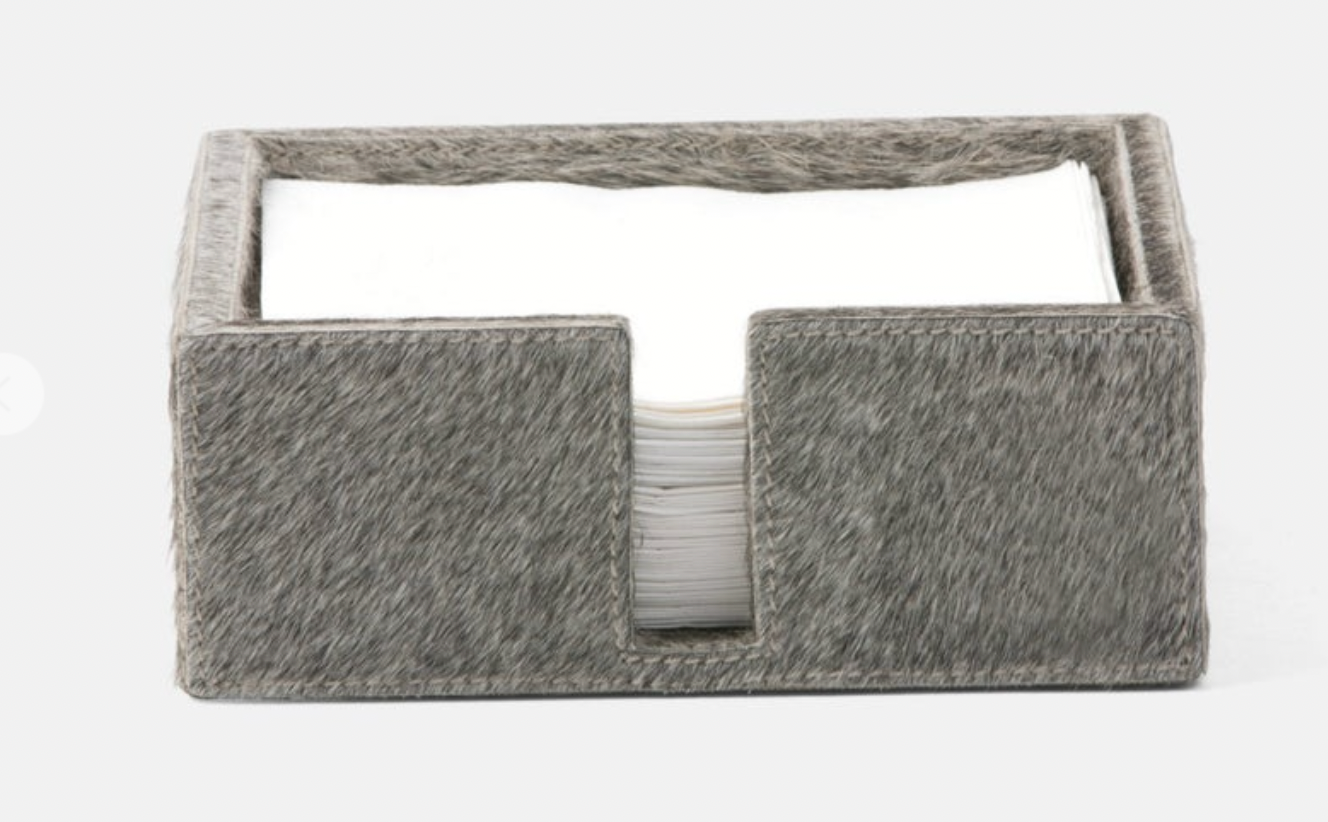 Hair on Hide Grey Cocktail Napkin Holder