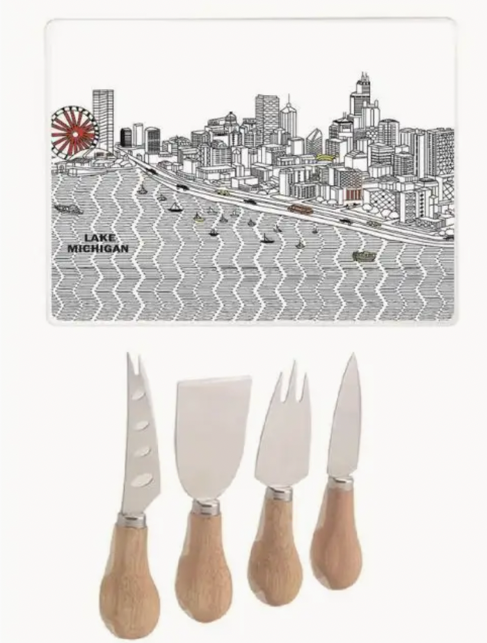 San Francisco Skyline Cheese Board & Utensils