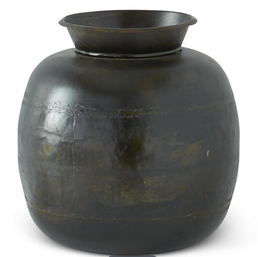 13" Metal Pot Belly Vase