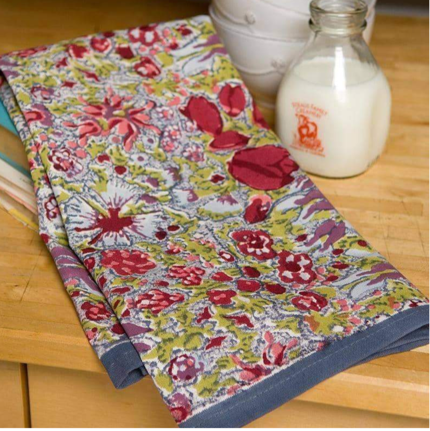 Jardin Red & Grey Tea Towels s/3
