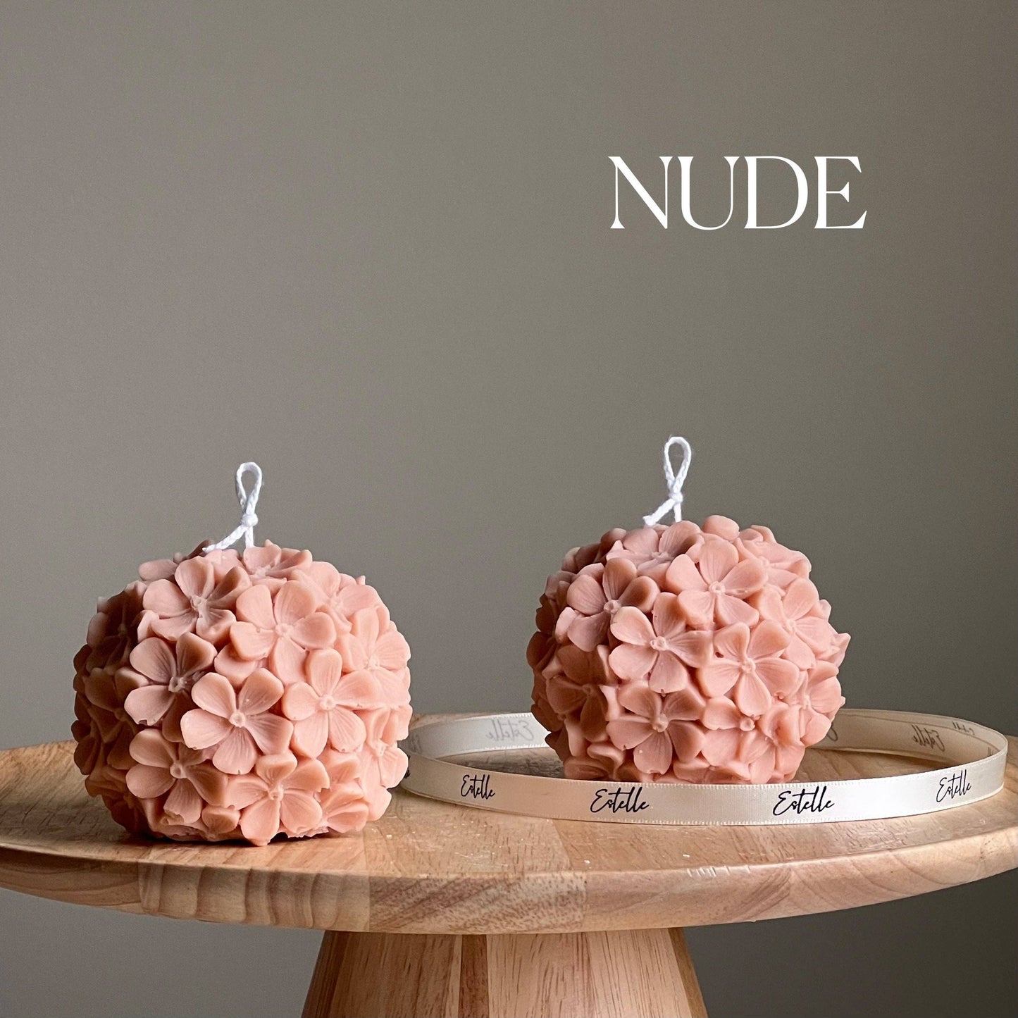 Handmade Hydrangea Soy Wax Candle | Floral Home Decor: Nude / Unscented