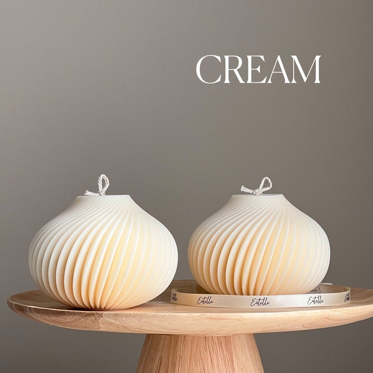 Handmade Spiral Soy Wax Candle: Minimalist Home Decor: Nude / Unscented