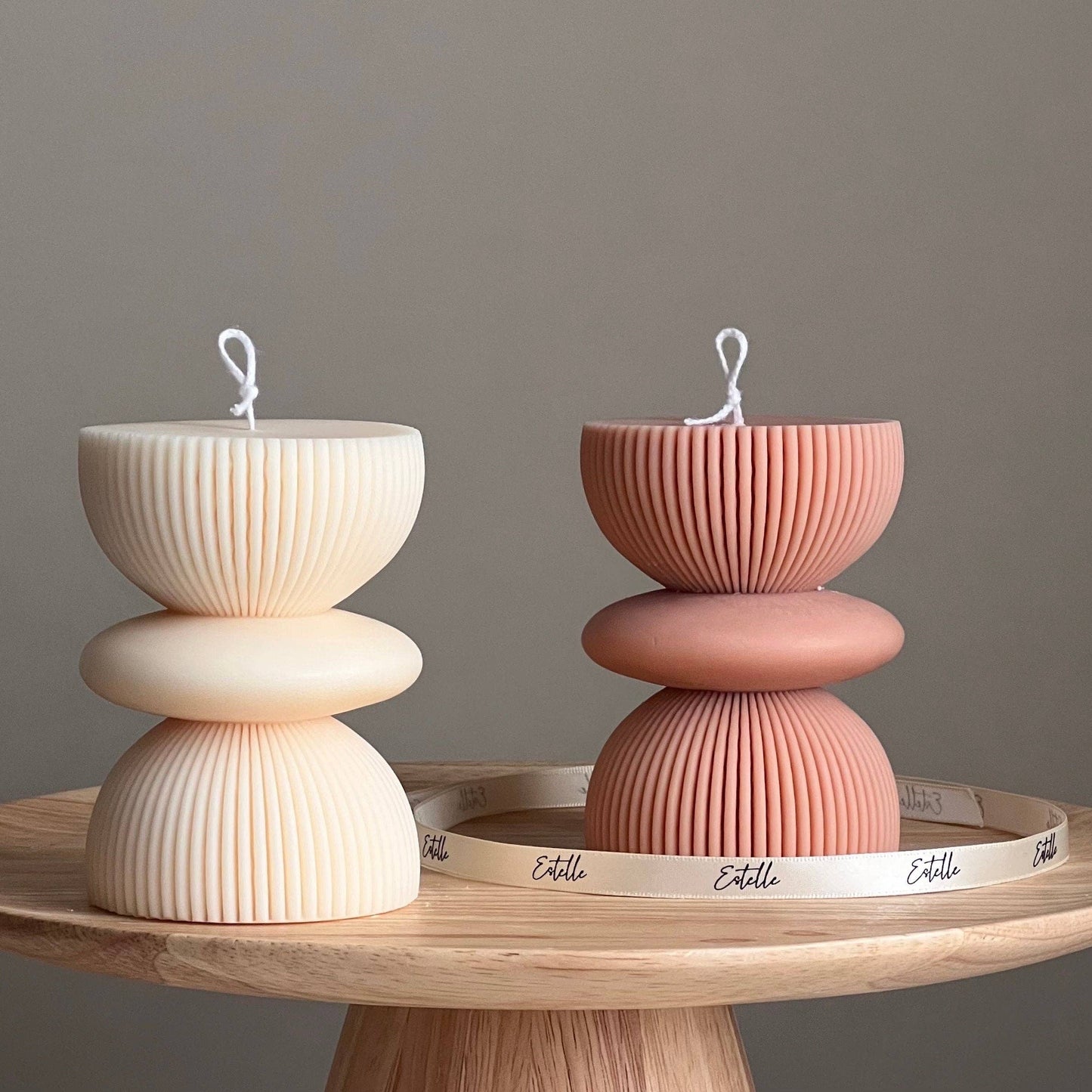 Geometric Soy Pillar Candle: Sculptural Home Decor: Mellow / Unscented